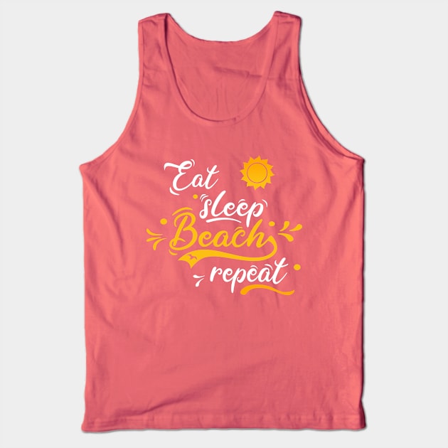 Beach summer surf swim eat sleep repeat Tank Top by Lomitasu